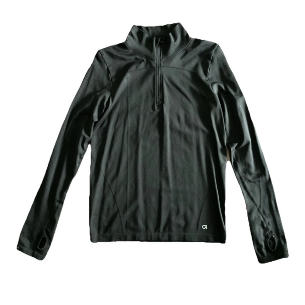 Gap Womens Gapfit 1/4 Zip Long Sleeve Black Athletic Casual Pullover Shirt Top M